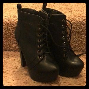 Black Lace up booties